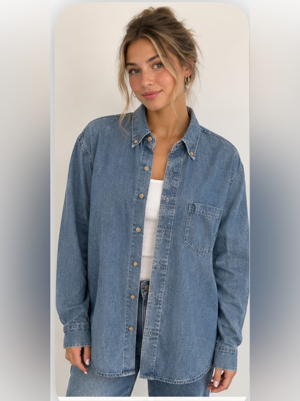 Dickies Denim Button-Down Shirt - Blue